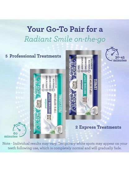 Gurunanda 7-Day Teeth Whitening Strips – Non-Slip Dry Formula